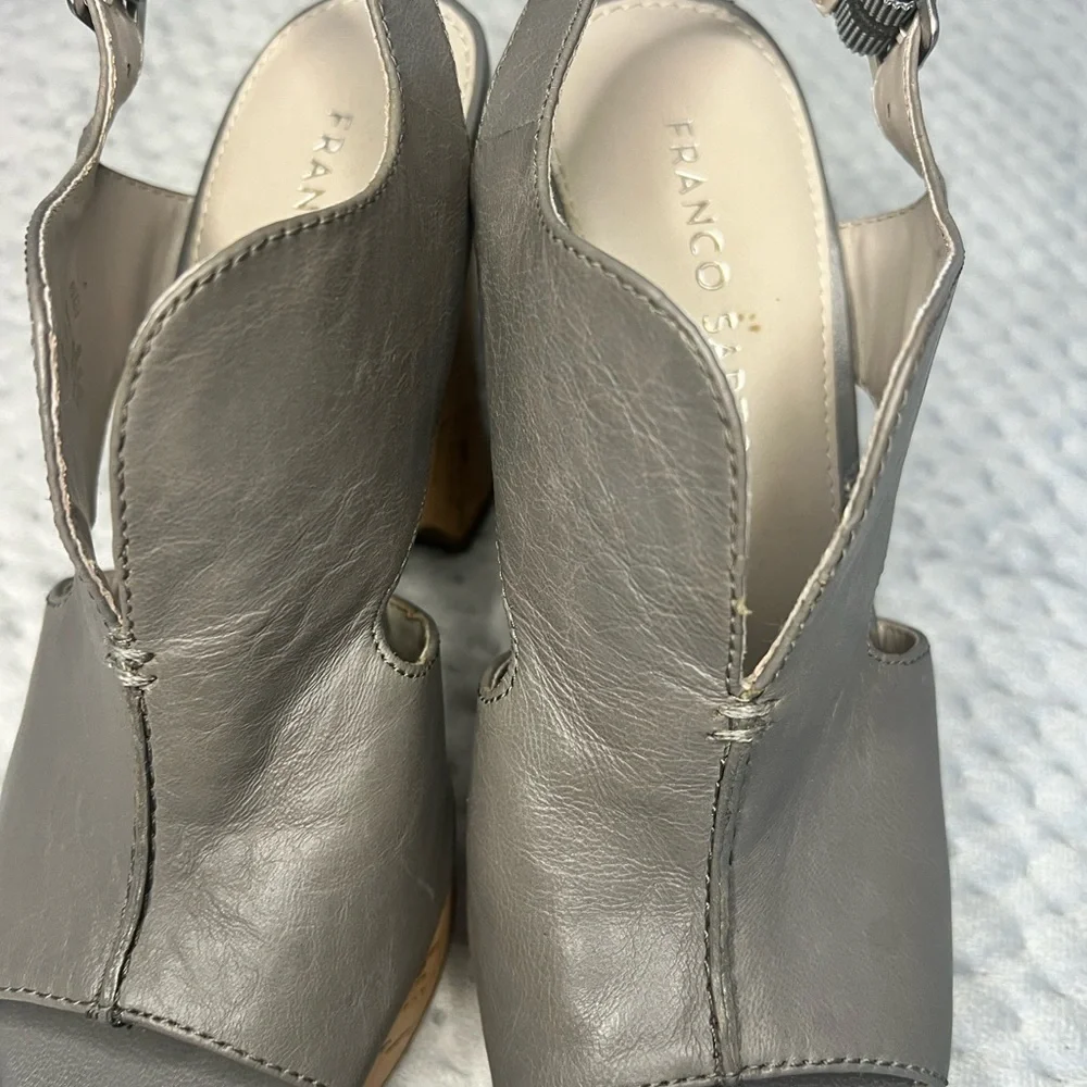 Franco Sarto Womens Leather Upper Gallard Platform 11 Cork Style Wedge Size 5.5M